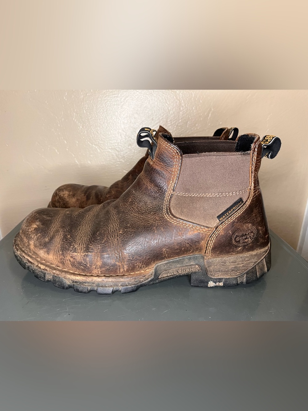 Georgia Boot Slip On Men’s 12 4" Chelsea Brown ASTM F2892-18 EH
